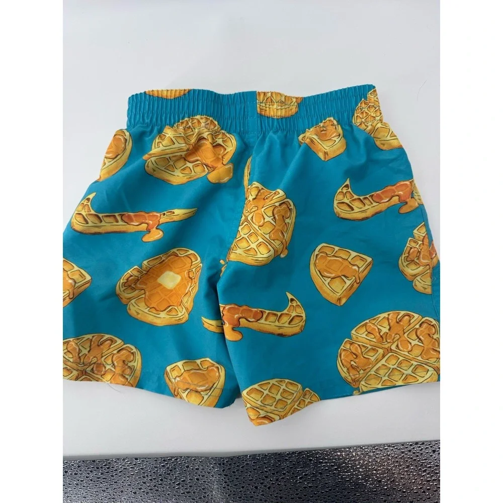 Nike Boys Teal Waffle Syrup Print Swim Trunks Board Shorts NESSF864-463 Size 4